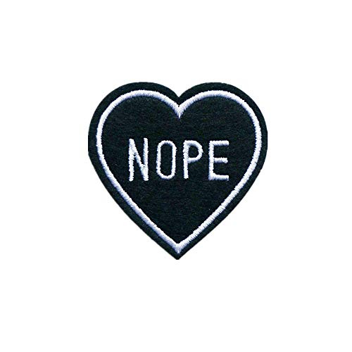 Gesticktes Emblem/Abzeichen „Nope“ zum Aufnähen oder Aufbügeln, in Herzform, passend für Jeans, Jacken von Dreamshome