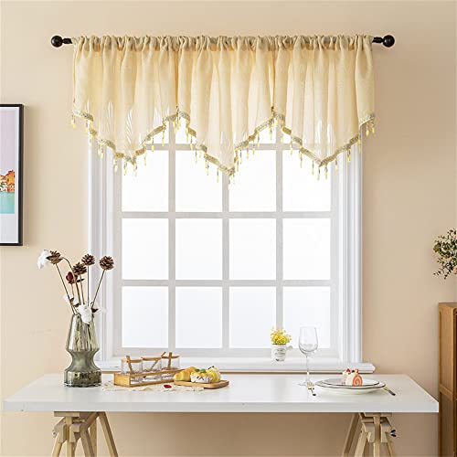 Dreamskull Scheibengardinen Bistrogardine Küche Modern Kurz Landhausstil Transparent Kurzstores Gardinen Kurzgardinen Küchengardinen Kurzvorhang Tunneldurchzug 3er Set 60cm Hoch (Gelb) von Dreamskull