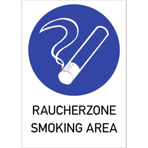 Dreifke® Aufkleber (Folie) "Rauchen gestattet", 21x29,7cm (BxH), Folie selbstklebend, 1 Stück, Praxisbewährtes Gebotszeichen mit Text: Raucherzone Smoking Area von Dreifke