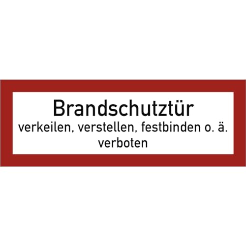 Dreifke® Aufkleber Brandschutztür verkeilen...verboten, Folie, doppelseitig, 210x74 mm von Dreifke