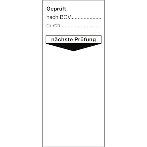 Dreifke® Aufkleber Grundplakette Geprüft nach BGV durch nächste Prüfung,Folie,40x95 mm,10Stück/Bog. von Dreifke