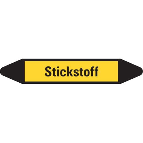 Dreifke® Aufkleber I RKZ-Etikett Stickstoff, gelb/schwarz, für Ø 15-25mm, 96x17mm, 8 Stück von Dreifke