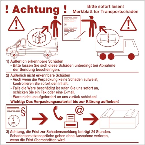 Dreifke® Aufkleber Merkblatt für Transportschäden, Papier, weiß/rot, 100x100 mm, 500 Stück/Rolle von Dreifke