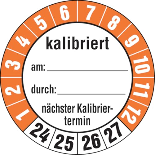 Dreifke® Aufkleber Prüfplakette, kalibriert nächster Kalibriertermin, Folie, Ø 35 mm - Bogen = 10 Plaketten, Folie selbstklebend 10 Stk. von Dreifke