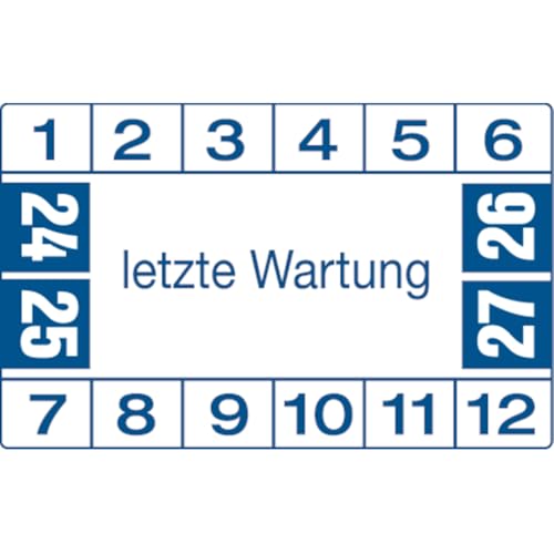 Dreifke® Aufkleber Prüfplakette, letzte Wartung, blau/weiß, Folie, 25x40 mm - Bogen = 10 Plaketten, Folie selbstklebend 10 Stk. von Dreifke