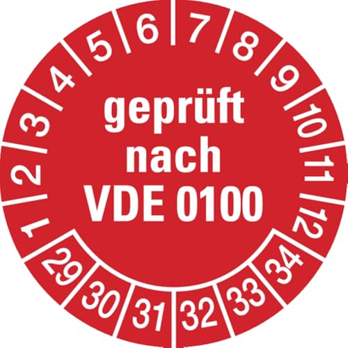 Dreifke® Etikett geprüft nach VDE 0100 ab 29 rot/weiß - 30 mm Folie selbstklebend | 10 Stk von Dreifke