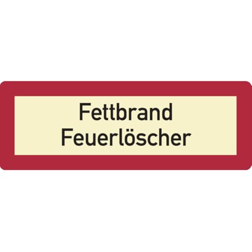 Dreifke® Feuerwehrschild, Fettbrand Feuerlöscher - DIN 40-210x74x1.5 mm Kunststoff langnachleuchtend | 1 Stk von Dreifke