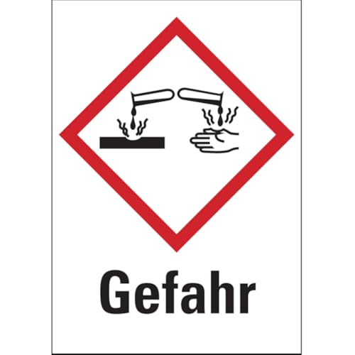 Dreifke® Gefahrstoffetiketten - Ätzwirkung (GHS05) Signalwo - 52x74 mm Folie selbstklebend | 1 Stk von Dreifke