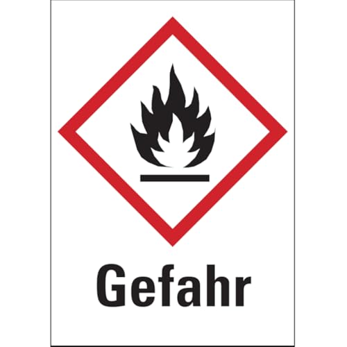 Dreifke® Gefahrstoffetiketten - Flamme (GHS02) Signalwort " - 20x29 mm Folie selbstklebend | 16 Stk von Dreifke