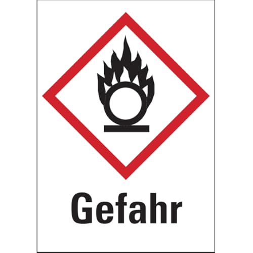 Dreifke® Gefahrstoffetiketten - Flamme über einem Kreis (GHS0-52x74 mm Folie selbstklebend | 1 Stk von Dreifke