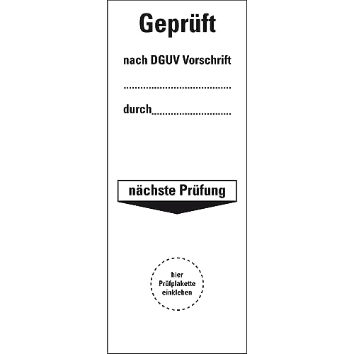 Dreifke® Grundetikett Geprüft nach DGUV Vor.durch.nä.Prüfung, ökol.Folie, 40x100mm, 5/Bogen von Dreifke