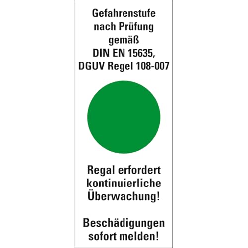 Dreifke® Hinweisetikett Gefahrenstufe grün, kontinuierl.Überwachung!Folie, 40x100mm, 5 Stk. von Dreifke