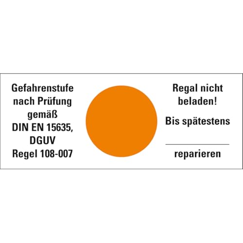 Dreifke® Hinweisetikett Gefahrenstufe orange, Regal nicht beladen!Folie, 100x40mm, 5 Stk. von Dreifke