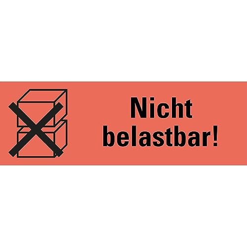 Dreifke® Hinweisetikett Nicht belastbar!, leuchtrot, Haftpapier, perm., 147x50mm, 250/RO von Dreifke