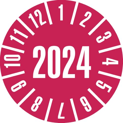 Dreifke® Jahresprüfplakette 2024, rot, Folie, ablösbar, Ø 30mm, 18 Stück von Dreifke