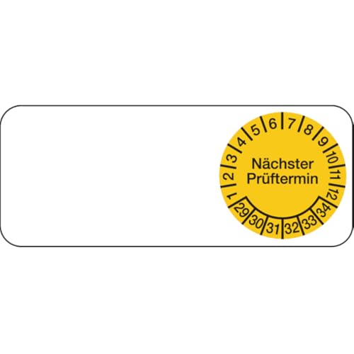 Dreifke® Kabelprüfplakette nächster Prüftermin ab 29 gelb/sch - 50x20 mm Folie selbstklebend | 5 Stk von Dreifke