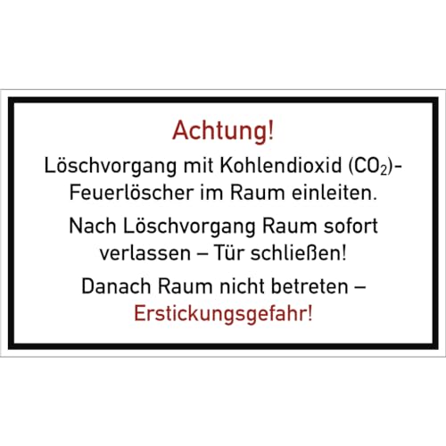 Dreifke® Löschvorgang mit CO2-Feuerlöscher im Raum, PVC-U selbstklebend, 250x150 mm von Dreifke