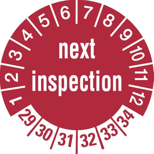 Dreifke® Prüfetikett next inspection ab 29 rot/weiß - 30 mm Folie selbstklebend | 10 Stk von Dreifke