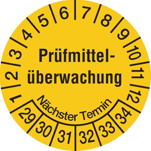 Dreifke® Prüfplakette, Prüfmittelüberwachung Nächster Termin, ge - 20 mm Folie selbstklebend | 10 Stk von Dreifke