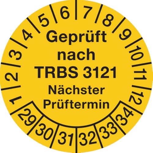 Dreifke® Prüfplakette, TRBS 3121 Nächster Prüftermin, Jahresfarb - 30 mm Folie selbstklebend | 10 Stk von Dreifke