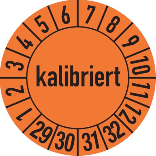 Dreifke® Prüfplakette, kalibriert, orange/schwarz, Folie, Ø 30 m - 30 mm Folie selbstklebend | 10 Stk von Dreifke