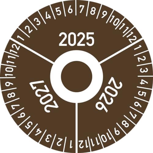 Dreifke® Prüfplakette 3 Jahre 2025/2026/2027 mit Monaten, Folie, Ø 40 mm, 10 Stück von Dreifke