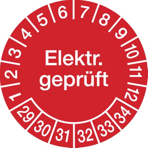 Dreifke® Prüfplakette Elektr. geprüft ab 29 rot/weiß - 20 mm Folie selbstklebend | 10 Stk von Dreifke