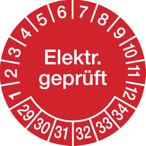 Dreifke® Prüfplakette Elektr. geprüft ab 29 rot/weiß - 30 mm Folie selbstklebend | 500 Stk von Dreifke