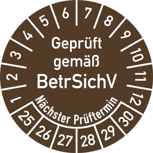 Dreifke® Prüfplakette Gepr.gemäß BetrSichV...2025-2030,Dokumentenfolie,Ø 30 mm,10 Stück von Dreifke