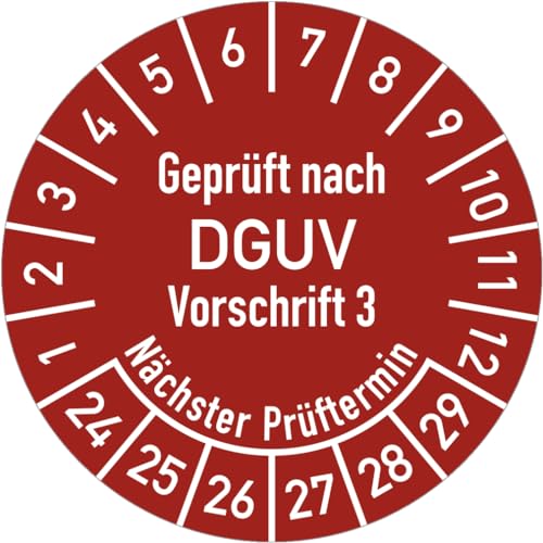 Dreifke® Prüfplakette Geprüft n. DGUV V3...,2024-2029,Dokumentenfolie,Ø 30 mm, 10 Stück von Dreifke