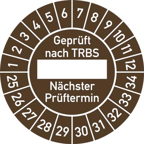 Dreifke® Prüfplakette Geprüft nach TRBS... 2025-2034, Folie, Ø 30 mm, 10 Stück von Dreifke