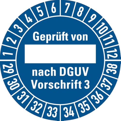 Dreifke® Prüfplakette Geprüft von, nach DGUV Vorschrift 3 ab 29-30 mm Folie selbstklebend | 10 Stk von Dreifke