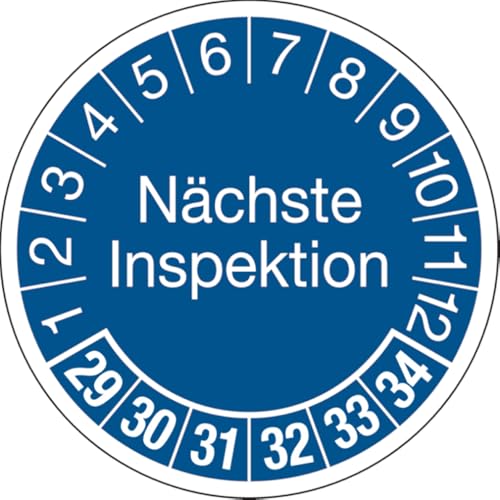 Dreifke® Prüfplakette Nächste Inspektion ab 29 blau/weiß - 30 mm Folie selbstklebend | 10 Stk von Dreifke