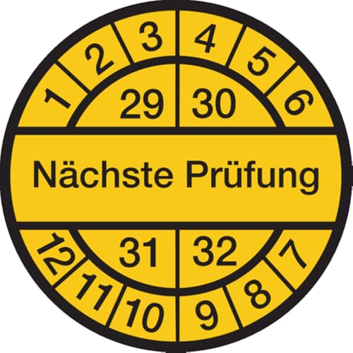 Dreifke® Prüfplakette Nächste Prüfung ab 29 gelb/schwarz - 30 mm Folie selbstklebend | 10 Stk von Dreifke