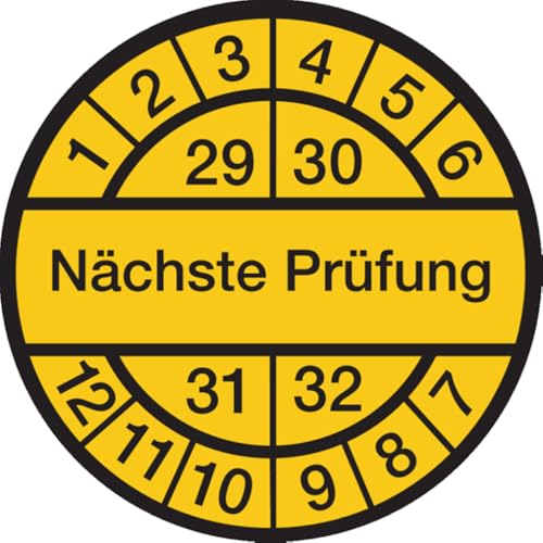 Dreifke® Prüfplakette Nächste Prüfung ab 29 gelb/schwarz - 30 mm Folie selbstklebend | 500 Stk von Dreifke