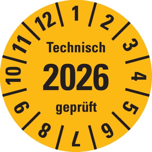 Dreifke® Prüfplakette Technisch geprüft 2026, gelb, Dokufolie, selbstkl., Ø 30mm, 18 Stück von Dreifke