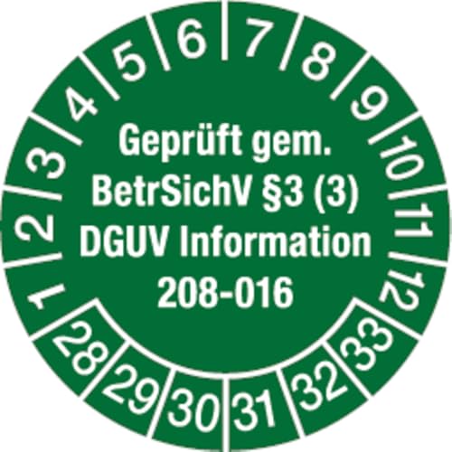 Dreifke® Prüfplakette ab 28 geprüft gem. BetrSichV §3 (3) DGUV I - 30 mm Folie selbstklebend, 10St von Dreifke