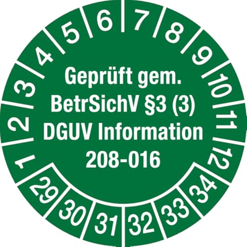 Dreifke® Prüfplakette ab 29 geprüft gem. BetrSichV §3 (3) DGUV I - 30 mm Folie selbstklebend | 10 Stk von Dreifke