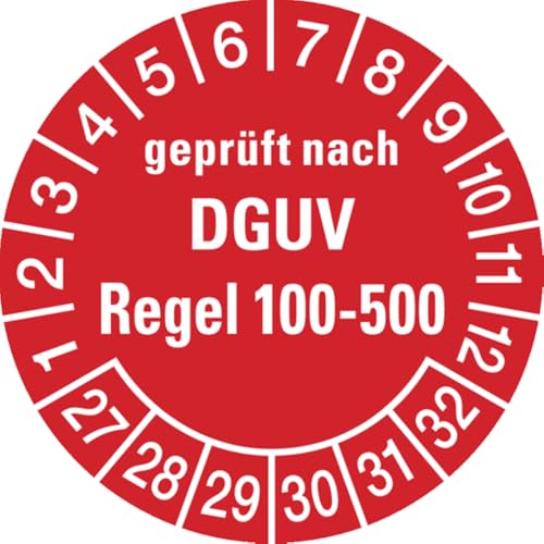 Dreifke® Prüfplakette geprüft nach DGUV Regel 100-500 ab 29 rot - 30 mm Folie selbstklebend | 10 Stk von Dreifke