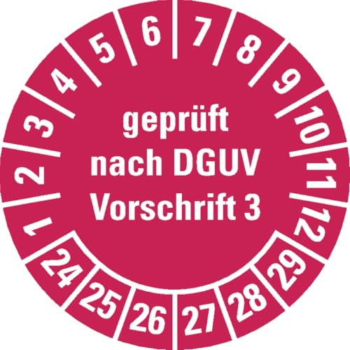 Dreifke® Prüfplakette geprüft nach DGUV Vorschrift 3, 24-29, rot, Folie, ablösbar, Ø 15mm, 60 Stück von Dreifke