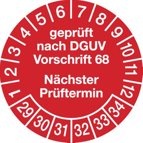 Dreifke® Prüfplakette geprüft nach DGUV Vorschrift 68 nächster P - 30 mm Folie selbstklebend | 10 Stk von Dreifke