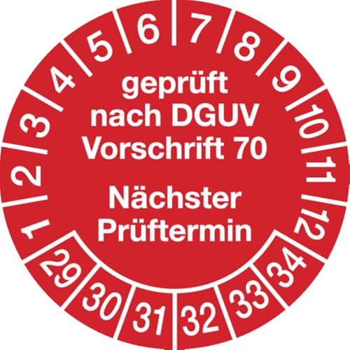 Dreifke® Prüfplakette geprüft nach DGUV Vorschrift 70 nächster P - 30 mm Folie selbstklebend | 10 Stk von Dreifke