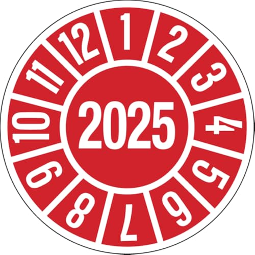 Dreifke® Prüfplakette rot/weiß 2025-35 mm Folie selbstklebend | 1000 Stk von Dreifke