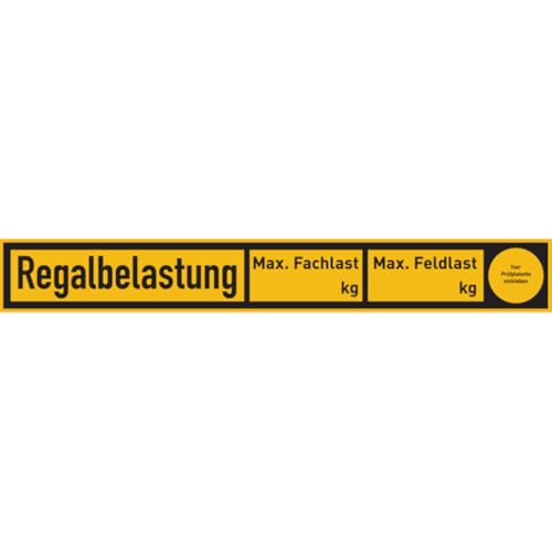 Dreifke® Regalbelastungsaufkleber, Regalbelastungshinweise & Feld f. Prüfplakette - zur Selbstbeschriftung | Folie selbstklebend | 300x40 mm, 1 Stk von Dreifke