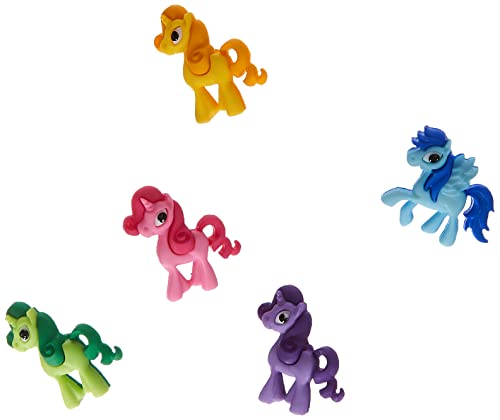Kleid It Up "Verspielte Ponys Button, Kunststoff, Mehrfarbig, 23 x 20–24 x 22 mm, 5-teilig von Dress It Up