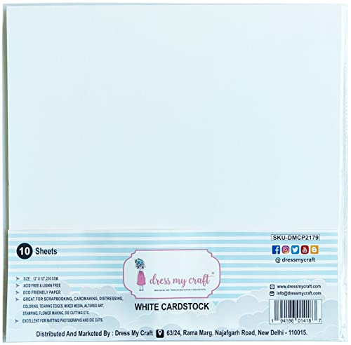 Dress My Craft Cardstock 250gms 12"X12" 10/Pkg-White von Dress My Craft