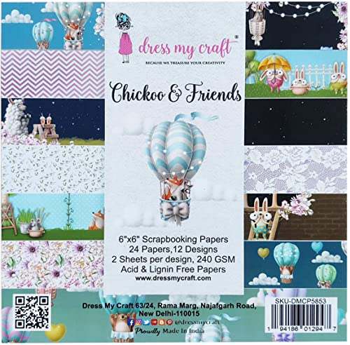 Dress My Craft Singel-Sided Paper Pad 6"X6" 24/Pkg-Chickoo & Friends von Dress My Craft