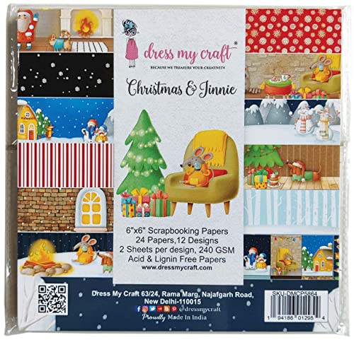 Dress My Craft Single-Sided Paper Pad 6"X6" 24/Pkg-Christmas & Jinnie, 12 Designs/2 Each von Dress My Craft