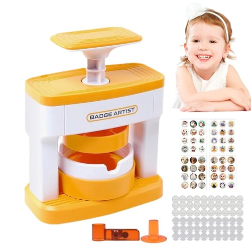 Button Maker Machine, Badge Making Kit for Kids, Badge Punch Press Kit, D-IY Round Button Maker with 48 Patterns and 48 Button Parts, Fun D-IY Badge Maker, Cute Round Pin Maker Kit for Kids von Dreuhuing