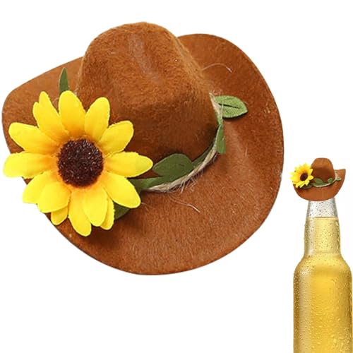 Dreuhuing Cowboyhut für Alkoholflaschen, Cowboy-Cupcake-Topper mit Kranz, Cowboyhut-Dekoration für Cowboy-Cowgirl-Party-Zubehör, Cowboy-Party-Dekorationen von Dreuhuing